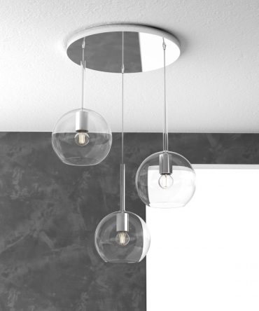 Sospensione 3 luci Future tonda vetri trasparenti Ø20cm 1155/S3 TM Top Light