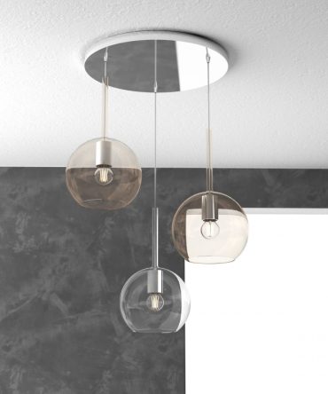 Sospensione 3 luci Future vetri 2 ambra e 1 trasparente 1155/S3 TM Top Light