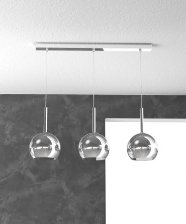 Sospensione 3 luci Future vetri Ø 15 cm cromo 1155/S3 RP Top Light