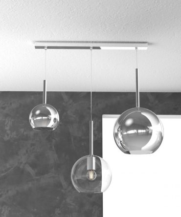 Sospensione 3 luci Future vetri 2 cromo e 1 trasparente 1155/S3 RMIX Top Light