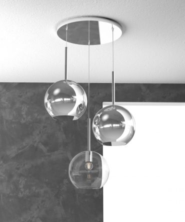 Sospensione 3 luci Future 2 vetri cromo e 1 neutro 1155/S3 TG Top Light