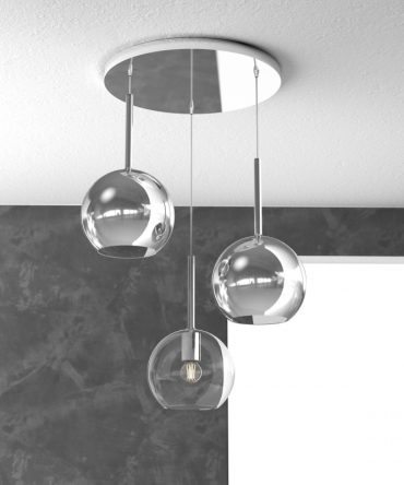 Sospensione 3 luci Future vetri 2 cromo e 1 trasparente 1155/S3 TM Top Light