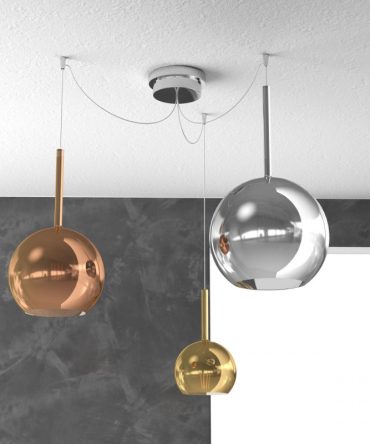 Sospensione 3 luci Future vetri multicolor Ø15cm oro, Ø20cm rame Ø25cm cromo1155/S3 S Mix Top Light