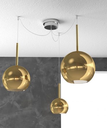 Sospensione 3 luci Future vetri oro Ø15,20 e 25cm 1155/S3 S Mix Top Light
