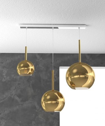 Sospensione 3 luci Future vetri Ø15cm, 20cm, 25cm oro 1155/S3 RMIX Top Light
