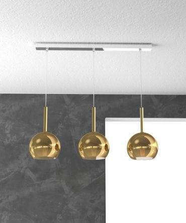 Sospensione 3 luci Future vetri Ø 15 cm oro 1155/S3 RP Top Light