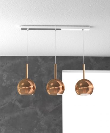 Sospensione 3 luci Future vetri Ø 15cm rame 1155/S3 RP Top Light