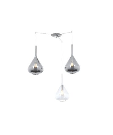 Sospensione 3 Luci Imbuto Vetro Con Decentramento Kona Top Light