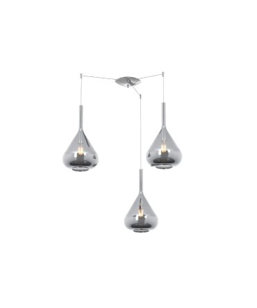 Sospensione 3 Luci Imbuto Vetro Fumé Decentramento Kona Top Light