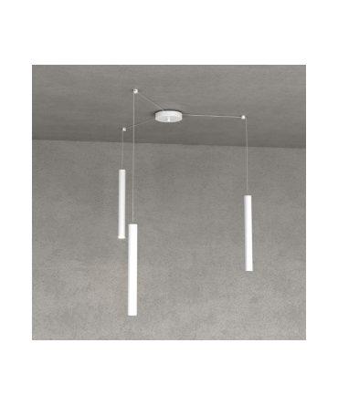 Sospensione 3 Luci Round Tube Led Con Decentramento 1174/S3 Top Light Bianco
