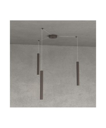Sospensione 3 Luci Round Tube Led Con Decentramento 1174/S3 Top Light Marrone
