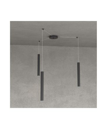Sospensione 3 Luci Round Tube Led Con Decentramento 1174/S3 Top Light Nero