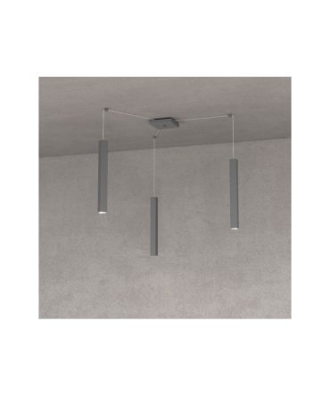 Sospensione 3 Luci Square Tube Led Con Decentramento 1173/S3 Top Light Antracite