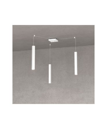 Sospensione 3 Luci Square Tube Led Con Decentramento 1173/S3 Top Light Bianco