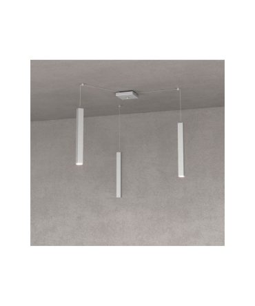 Sospensione 3 Luci Square Tube Led Con Decentramento 1173/S3 Top Light Grigio