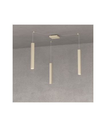 Sospensione 3 Luci Square Tube Led Con Decentramento 1173/S3 Top Light Sabbia