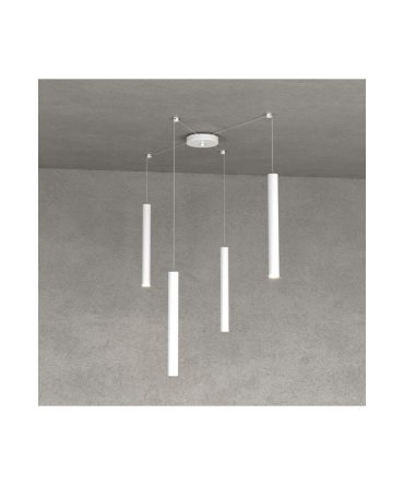 Sospensione 4 Luci Round Tube Led Con Decentramento 1174/S4 Top Light Bianco