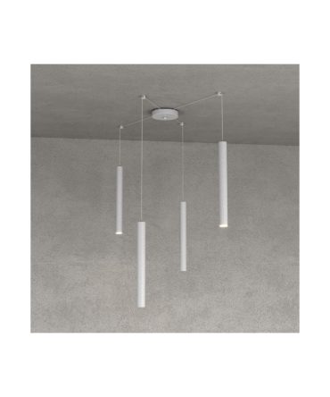Sospensione 4 Luci Round Tube Led Con Decentramento 1174/S4 Top Light Grigio