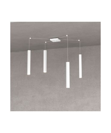 Sospensione 4 Luci Square Tube Led Con Decentramento 1173/S4 Top Light Bianco