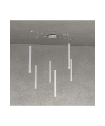 Sospensione 6 Luci Round Tube Led Con Decentramento 1174/S6 Top Light Grigio