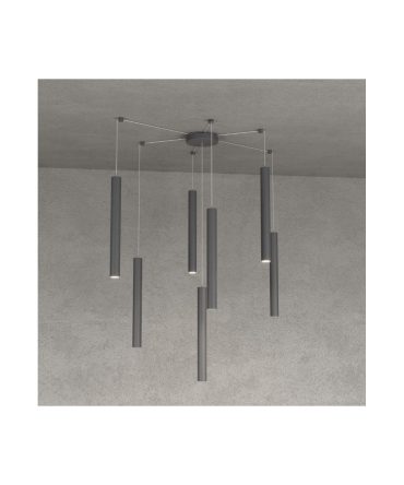 Sospensione 7 Luci Round Tube Led Con Decentramento 1174/S7 Top Light Antracite