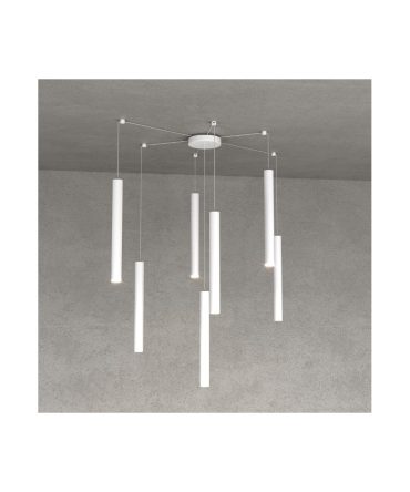 Sospensione 7 Luci Round Tube Led Con Decentramento 1174/S7 Top Light Bianco