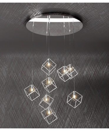 Sospensione 8 Luci Cubi Tridimensionali Cromo Frame 1125/S8 Top Light