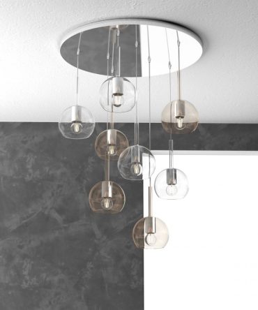 Sospensione 8 luci Future vetri ambra e trasparente 1155/S8 TP Top Light