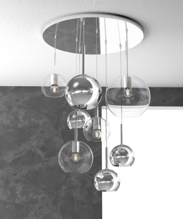 Sospensione 8 luci Future vetri cromo e neutro 1155/S8 TMIX Top Light