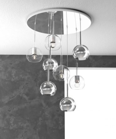 Sospensione 8 luci Future vetri cromo e neutro 1155/S8 TP Top Light