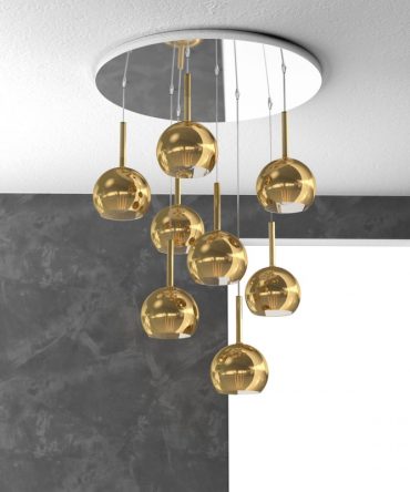 Sospensione 8 luci Future vetri oro 1155/S8 TP Top Light