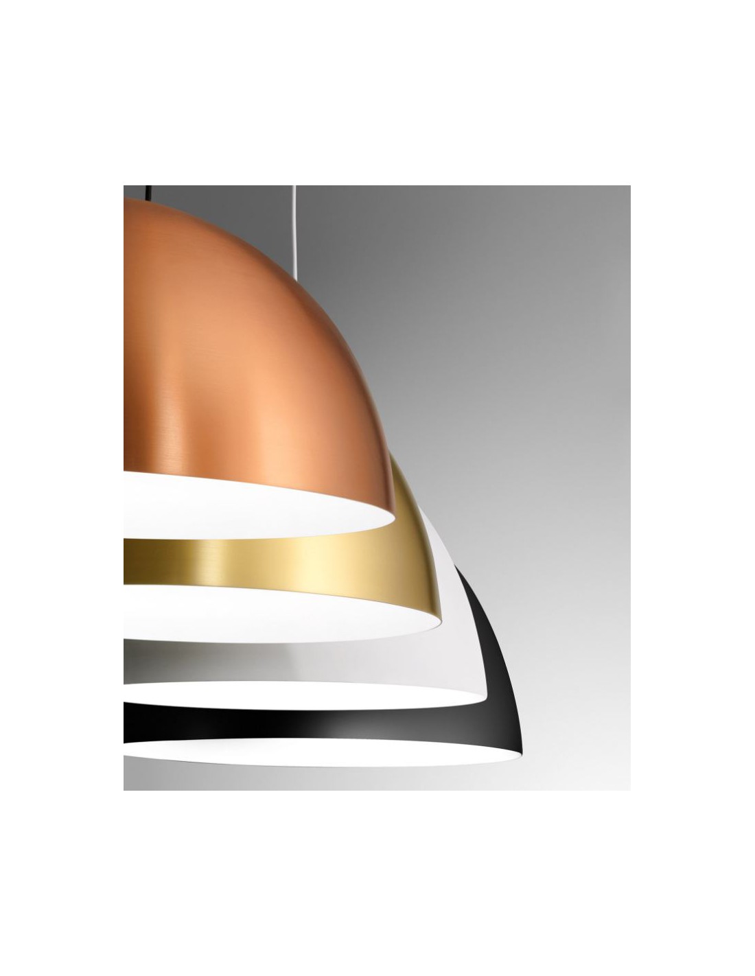 Sospensione Cupola In Alluminio Bianco, Nero/Bianco, Ottone/Bianco, Rame/Bianco Ø50 cm Bonella Gea Luce