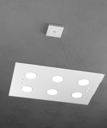 Sospensione Led Path 6 luci in vetro bianco 1141/S6 Top Light