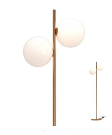 Redo Group Talis Lampada da Terra 2 Luci Bronzo e Vetro bianco opaco