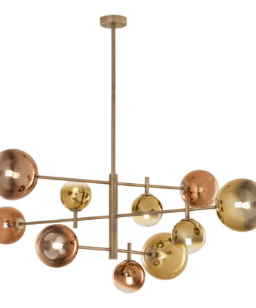 Redo Group Roy Sospensione 10 Luci Vetro sfumato oro e caffè