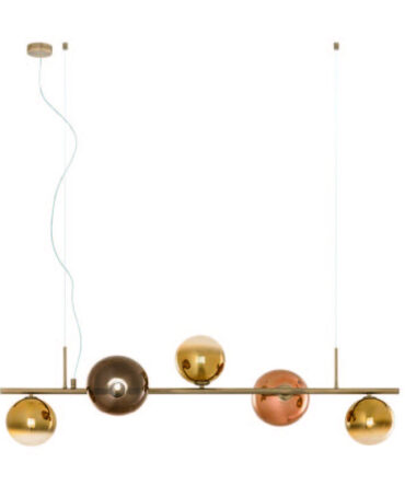 Redo Group Roy Sospensione 5 Luci Vetro sfumato oro e caffè