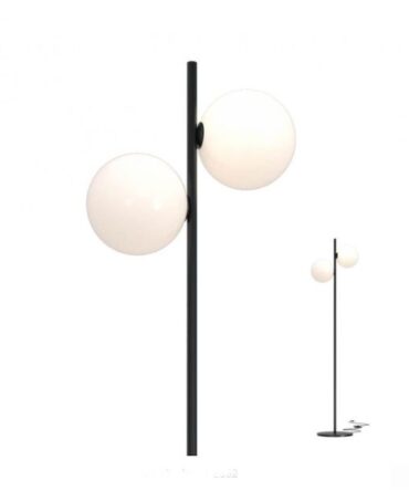 Redo Group Talis Lampada da Terra 2 Luci Nero e Vetro bianco opaco