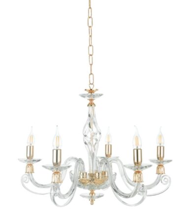 Lampadario Classico 5 Luci In Vetro 1306 Ondaluce Ciciriello