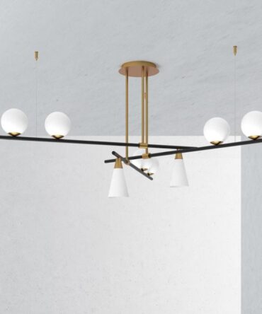 Lampada a sospensione Sikrea MIKADO/S 2918 - Metallo nero e ottone