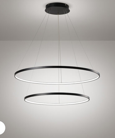 AFFRALUX MORELIGHT ALURING  Sospensione in alluminio e metallo nero LED doppio anello