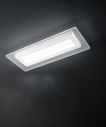 PERENZ BEND Lampada a soffitto  in  metallo e alluminio  con cornice bianco opaco  e diffusori in acrilico trasparente