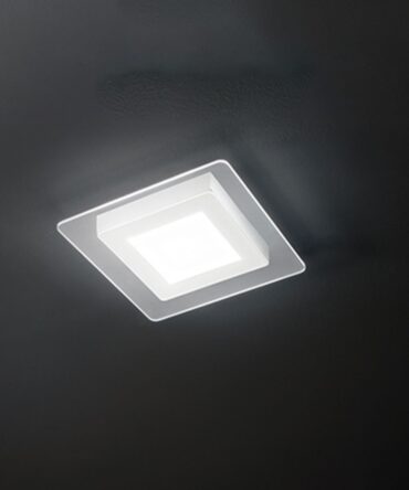 PERENZ BEND Lampada a soffitto  in  metallo e alluminio  con cornice bianco opaco  e diffusori in acrilico trasparente dim 48x48 cm
