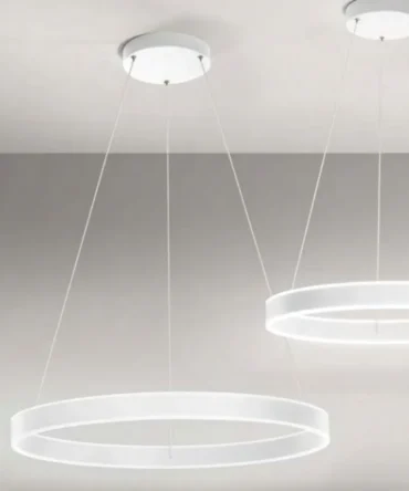 PERENZ KIRKO Sospensione  in  metallo e alluminio bianco opaco  con  diffusore in acrilico satinato diam.  80 cm