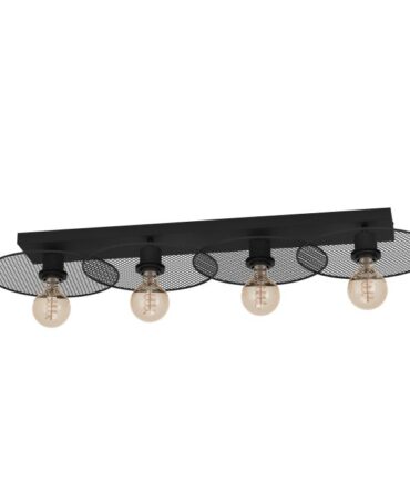 EGLO Plafoniera IKESTON con struttura  in acciaio nero  L. 95 cm