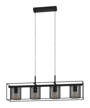 EGLO Sospensione CATTERICK con struttura  in acciaio nero  L. 91 cm