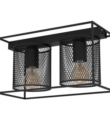 EGLO Plafoniera CATTERICK con struttura  in acciaio nero  L. 35 cm