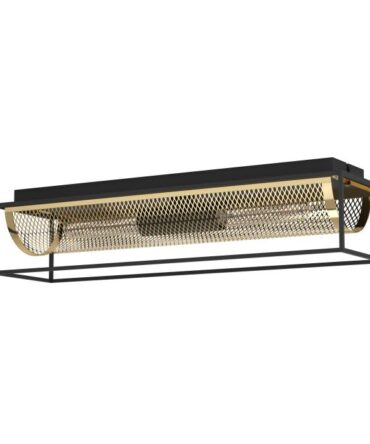 EGLO Plafoniera NOHALES con struttura  in acciaio nero e ottone H. 32 cm
