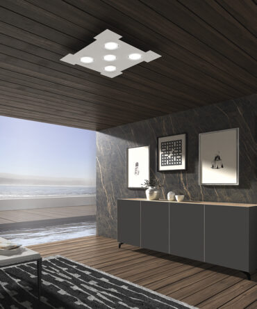 PROMOINGROSS ATENE Q65 Plafoniera quadrata   metallo bianco L. 65 cm