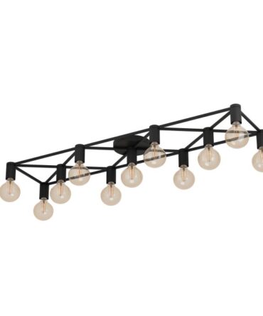 EGLO Plafoniera SPEKE con struttura  in acciaio nero  L. 156 cm