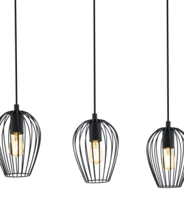 EGLO Sospensione NEWTOWN con struttura  in acciaio finitura nero a tre paralumi